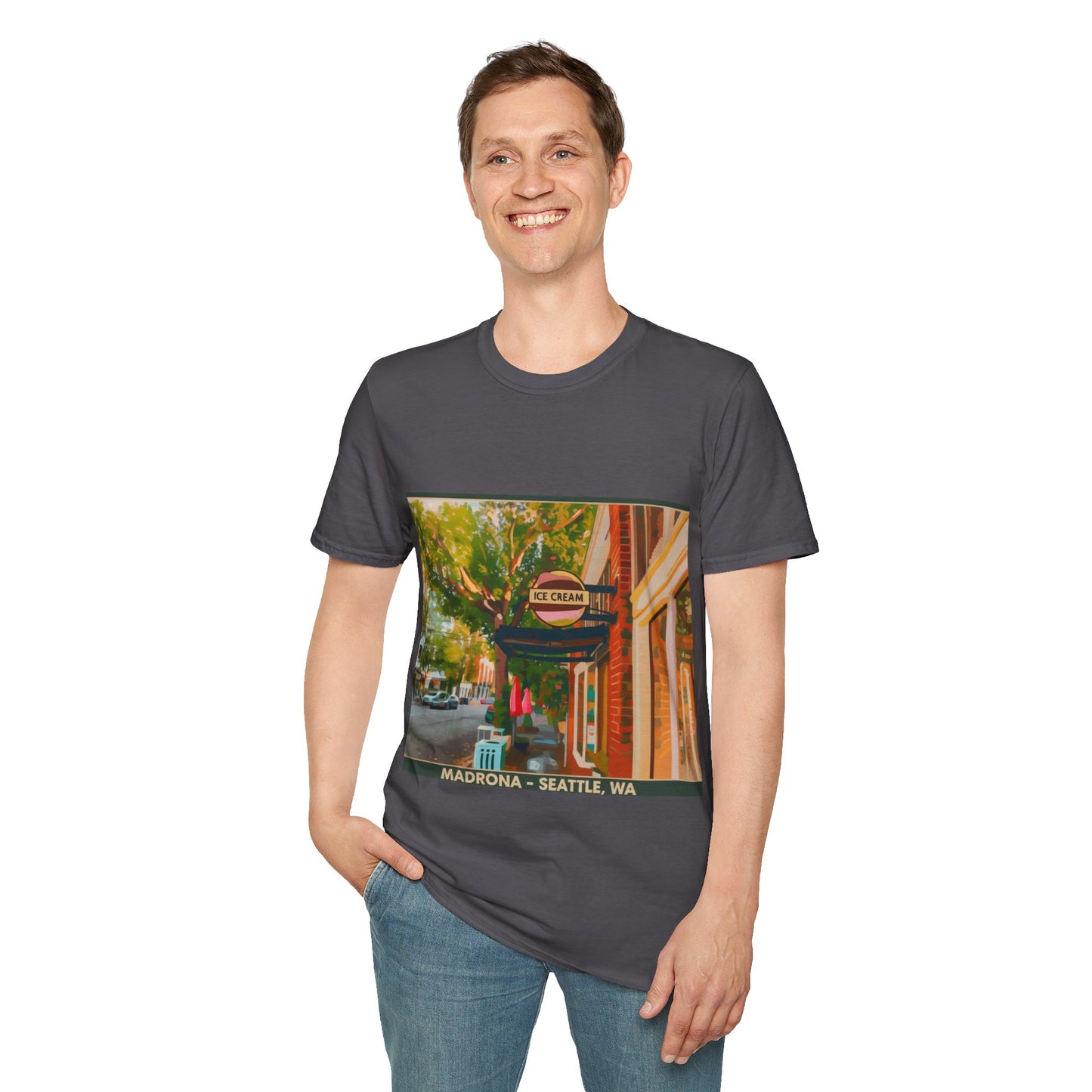 Vintage Street Scene Unisex T-Shirt | Casual Wear, Summer Outfits, Gift for Travelers, Graphic Tee, Street Art Style