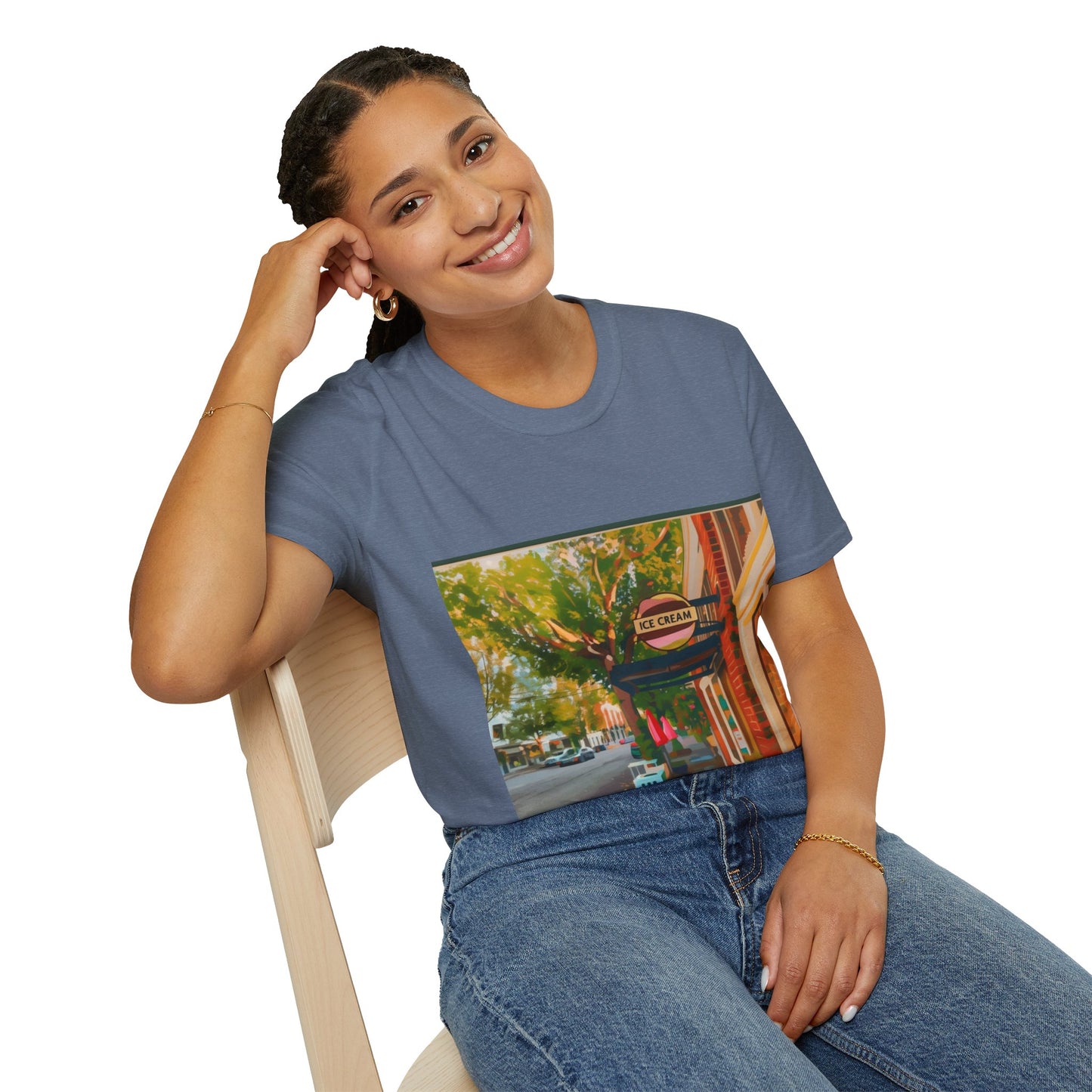 Vintage Street Scene Unisex T-Shirt | Casual Wear, Summer Outfits, Gift for Travelers, Graphic Tee, Street Art Style