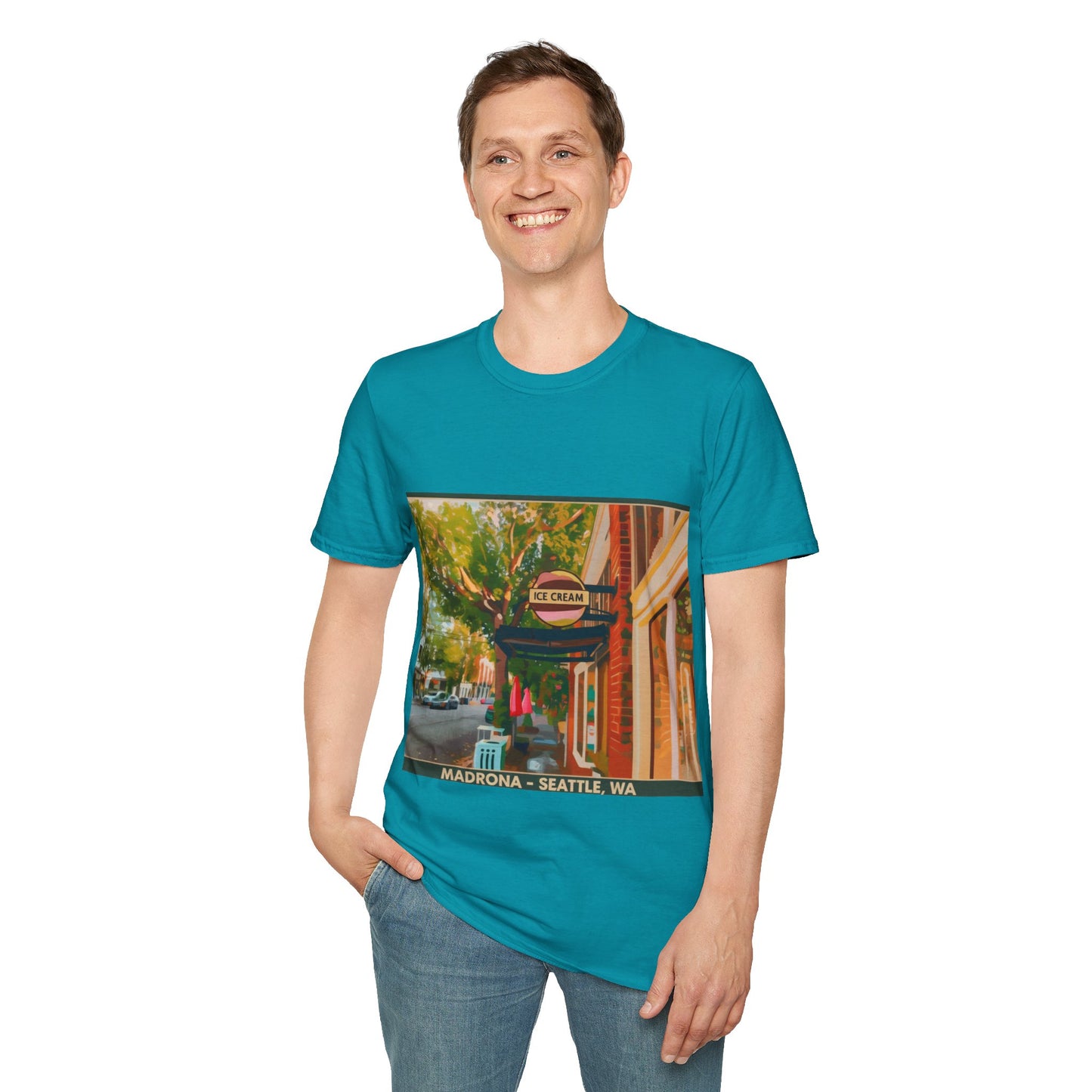 Vintage Street Scene Unisex T-Shirt | Casual Wear, Summer Outfits, Gift for Travelers, Graphic Tee, Street Art Style