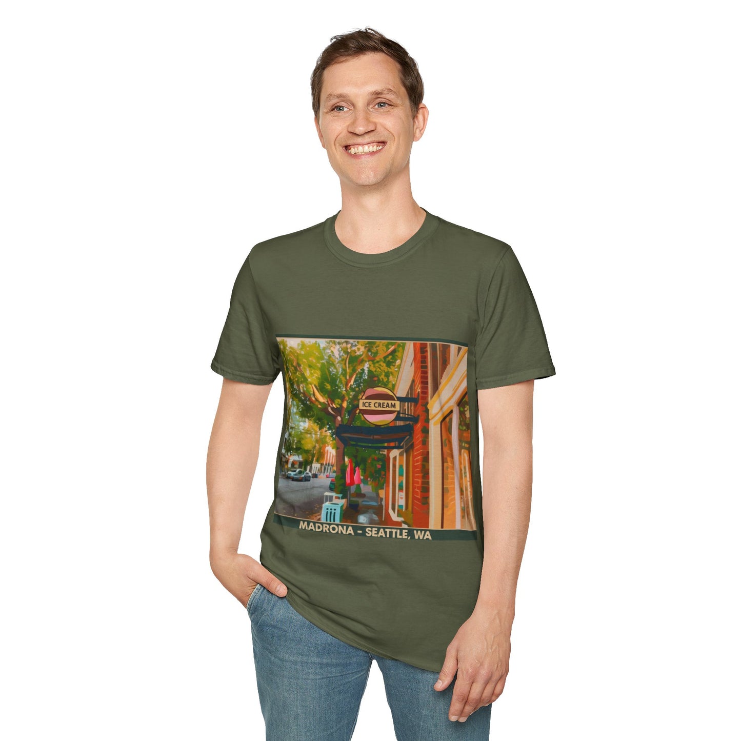 Vintage Street Scene Unisex T-Shirt | Casual Wear, Summer Outfits, Gift for Travelers, Graphic Tee, Street Art Style