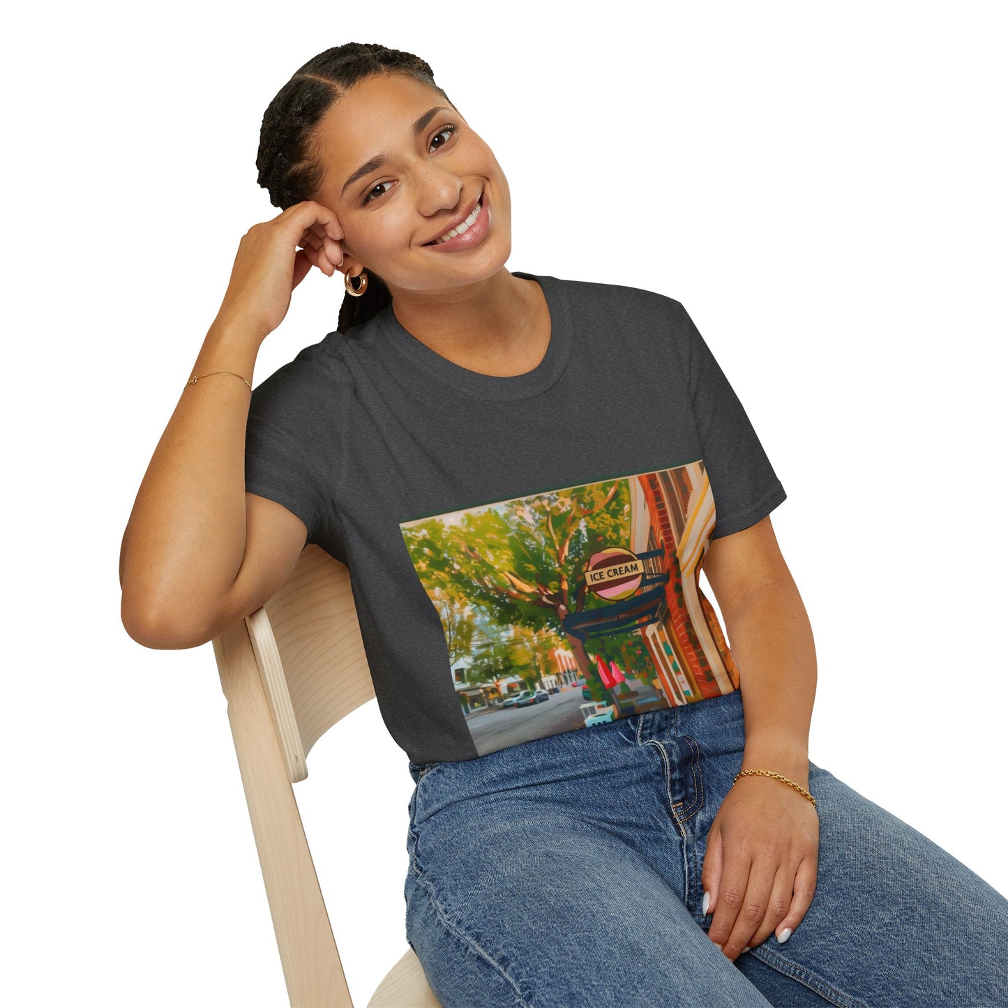 Vintage Street Scene Unisex T-Shirt | Casual Wear, Summer Outfits, Gift for Travelers, Graphic Tee, Street Art Style