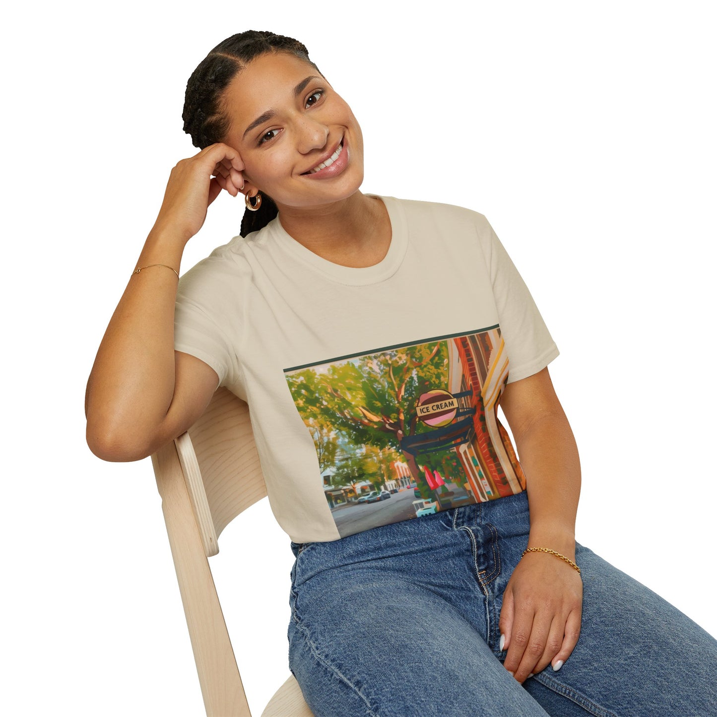 Vintage Street Scene Unisex T-Shirt | Casual Wear, Summer Outfits, Gift for Travelers, Graphic Tee, Street Art Style