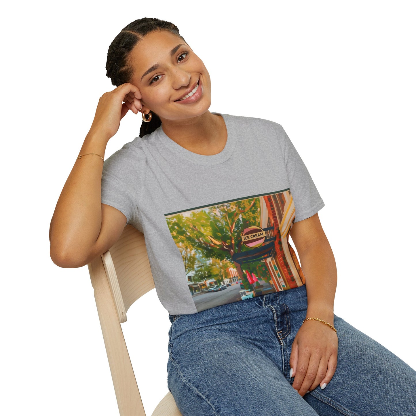 Vintage Street Scene Unisex T-Shirt | Casual Wear, Summer Outfits, Gift for Travelers, Graphic Tee, Street Art Style
