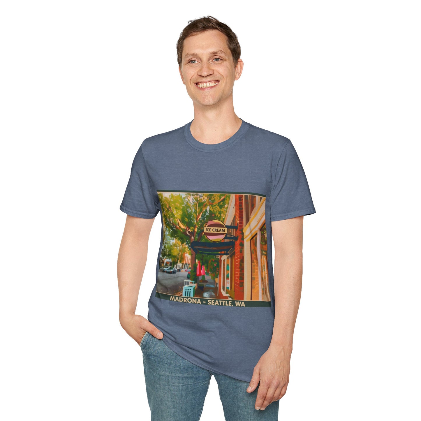 Vintage Street Scene Unisex T-Shirt | Casual Wear, Summer Outfits, Gift for Travelers, Graphic Tee, Street Art Style