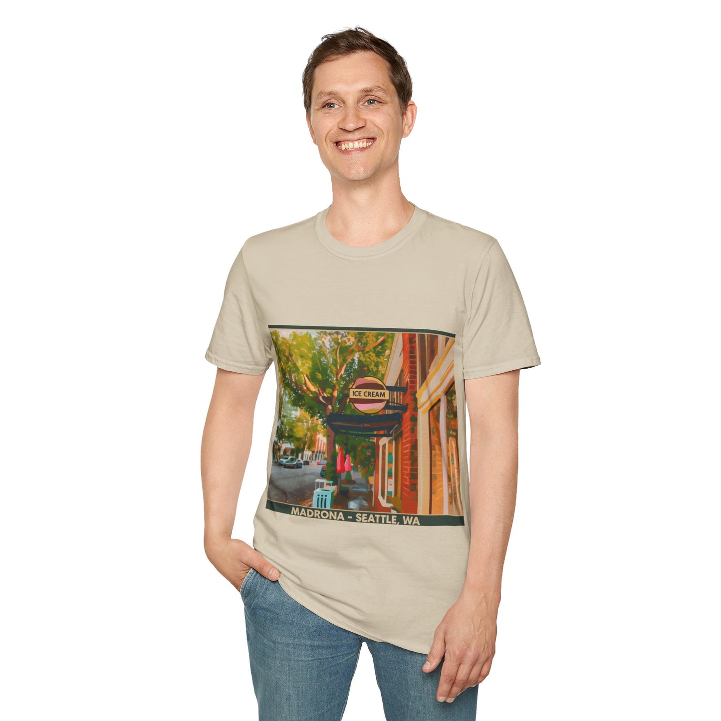 Vintage Street Scene Unisex T-Shirt | Casual Wear, Summer Outfits, Gift for Travelers, Graphic Tee, Street Art Style