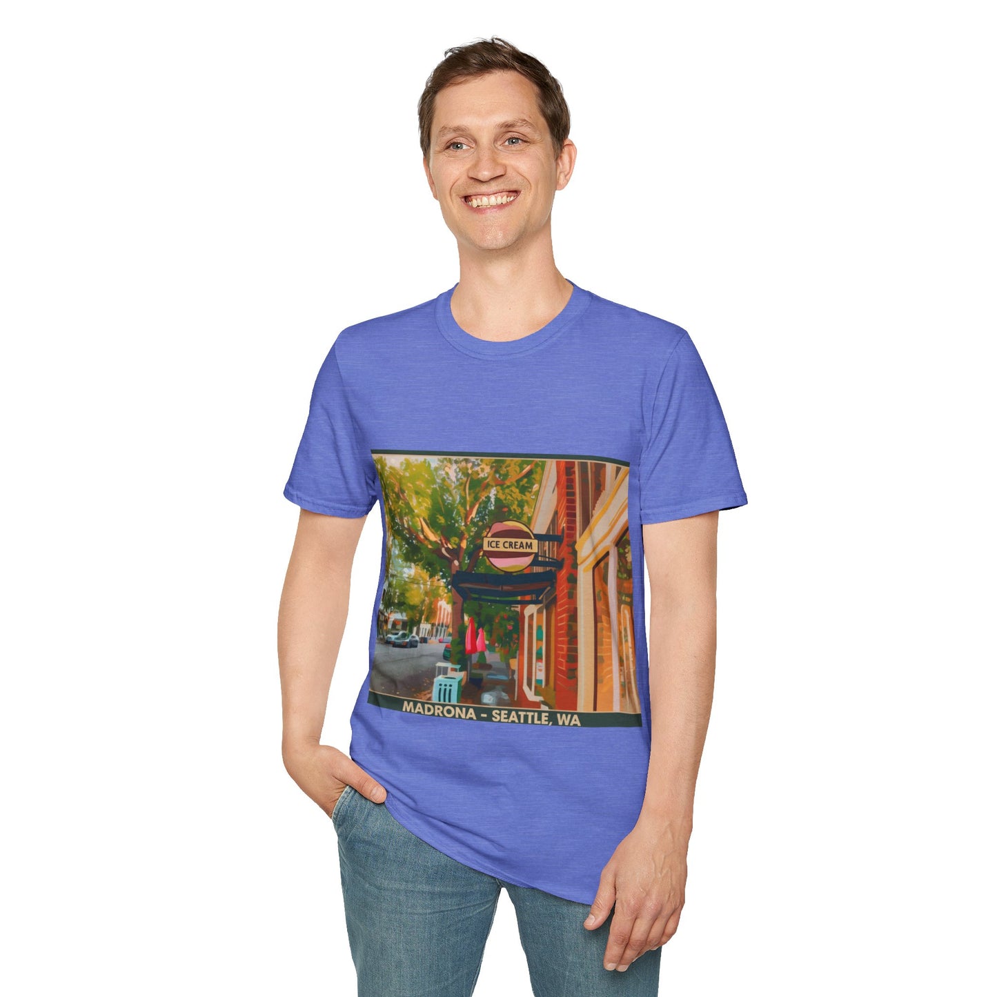 Vintage Street Scene Unisex T-Shirt | Casual Wear, Summer Outfits, Gift for Travelers, Graphic Tee, Street Art Style