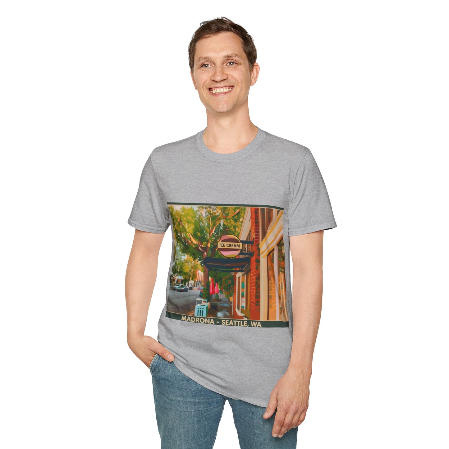 Vintage Street Scene Unisex T-Shirt | Casual Wear, Summer Outfits, Gift for Travelers, Graphic Tee, Street Art Style