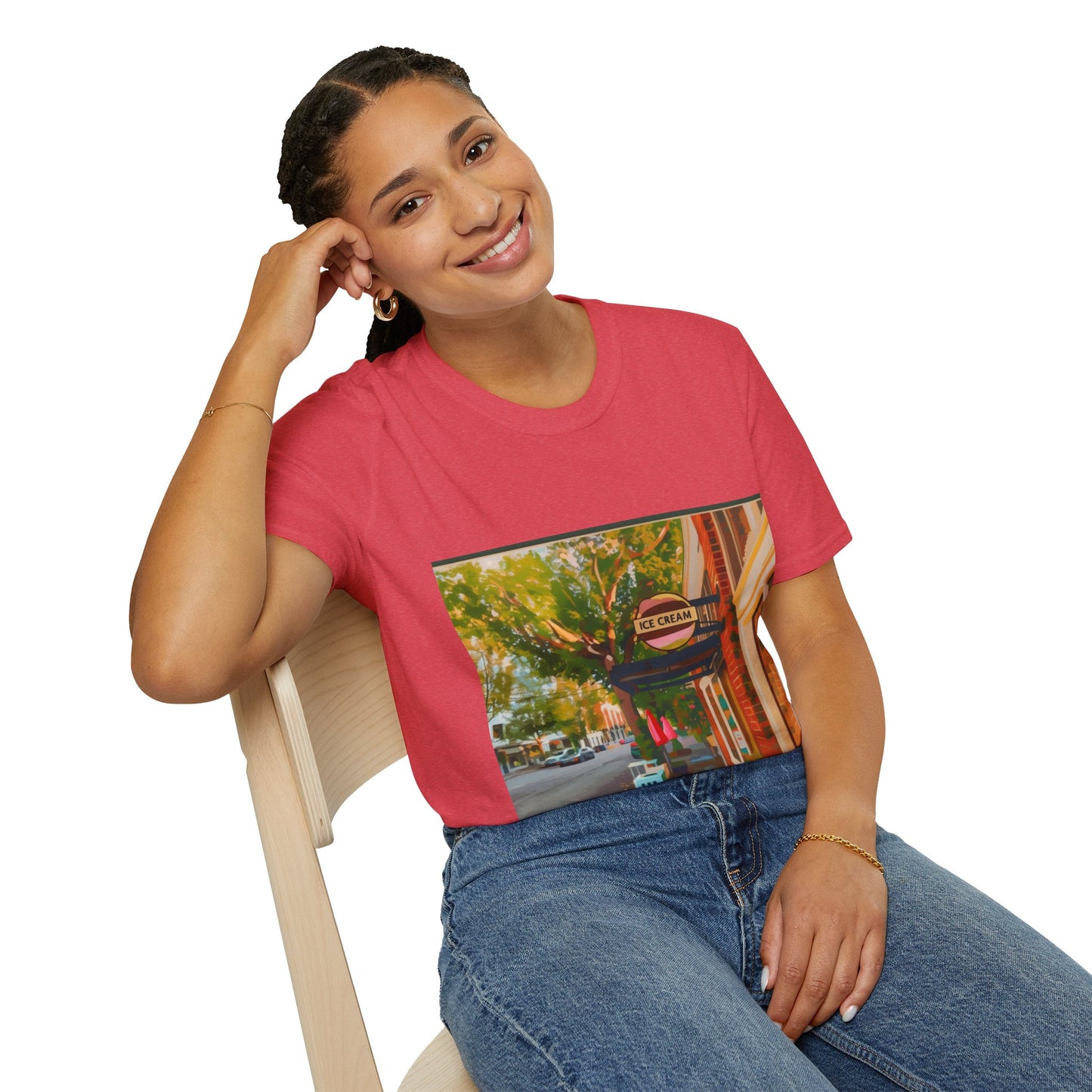 Vintage Street Scene Unisex T-Shirt | Casual Wear, Summer Outfits, Gift for Travelers, Graphic Tee, Street Art Style