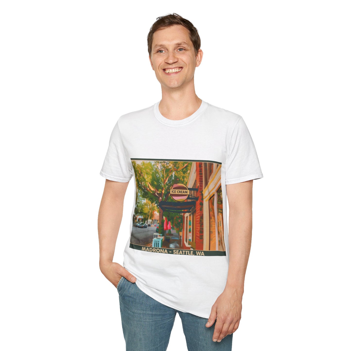 Vintage Street Scene Unisex T-Shirt | Casual Wear, Summer Outfits, Gift for Travelers, Graphic Tee, Street Art Style