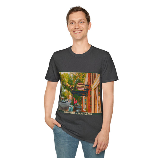 Vintage Street Scene Unisex T-Shirt | Casual Wear, Summer Outfits, Gift for Travelers, Graphic Tee, Street Art Style