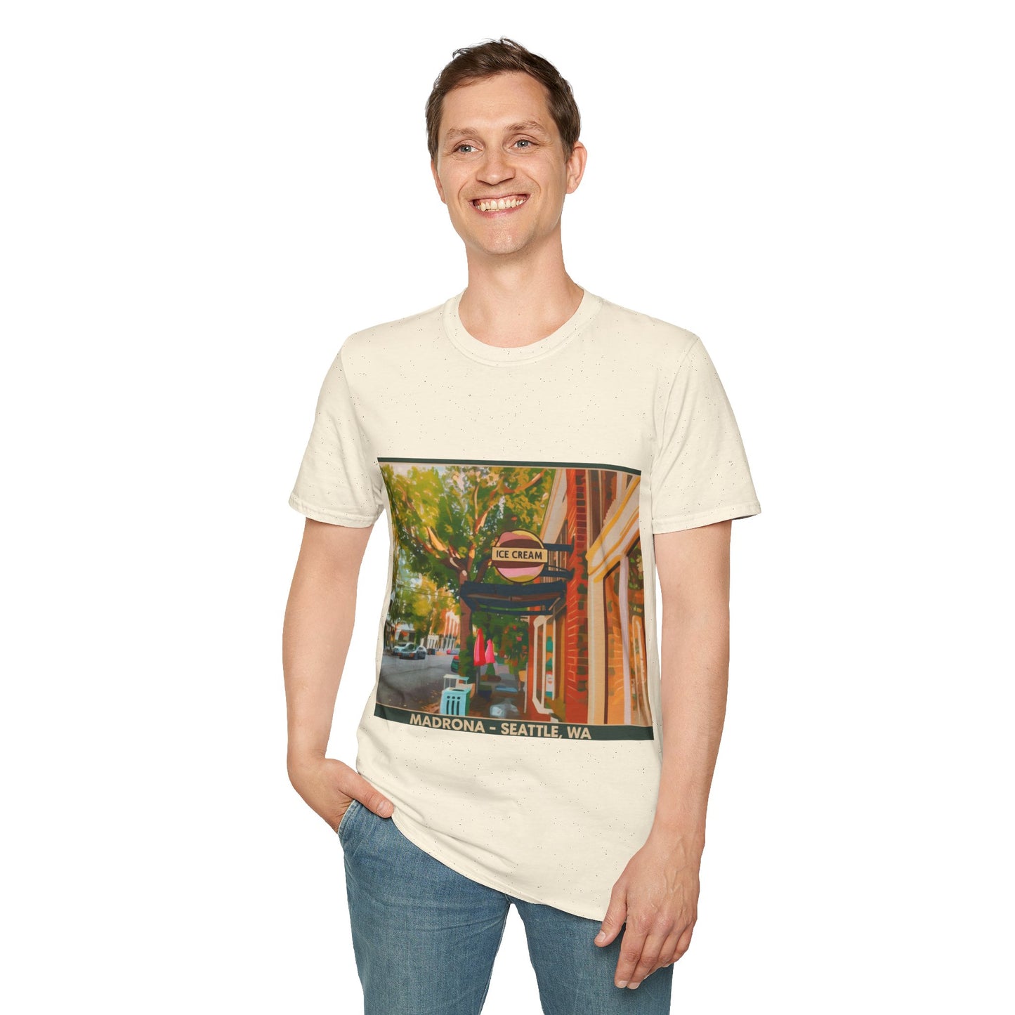 Vintage Street Scene Unisex T-Shirt | Casual Wear, Summer Outfits, Gift for Travelers, Graphic Tee, Street Art Style
